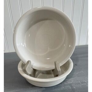 (2) Vtg Fiesta White Cereal Soup Bowls Homer Laughlin China Co 7" Made in USA